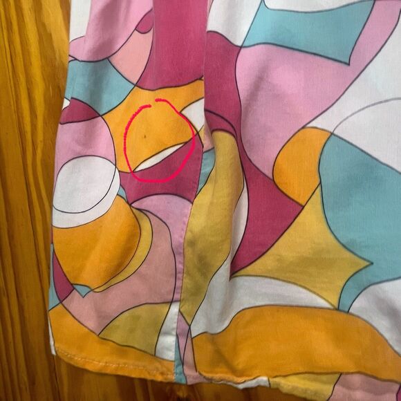 Japna Ruffle Geometric Print Strapless Maxi Dress Sz S Abstract Colorful Retro - Picture 8 of 15